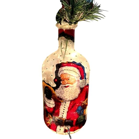 Designer Santa Claus Bottle w/ Lights Beautiful *Unique Gift Idea - Picture 3 of 4
